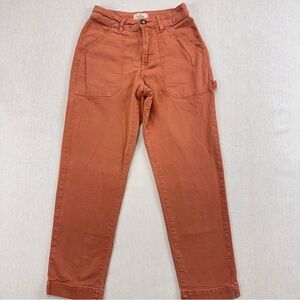 Marine Layer Women’s Rust Chore Pants Size 0 High Rise Cotton Utility Trousers